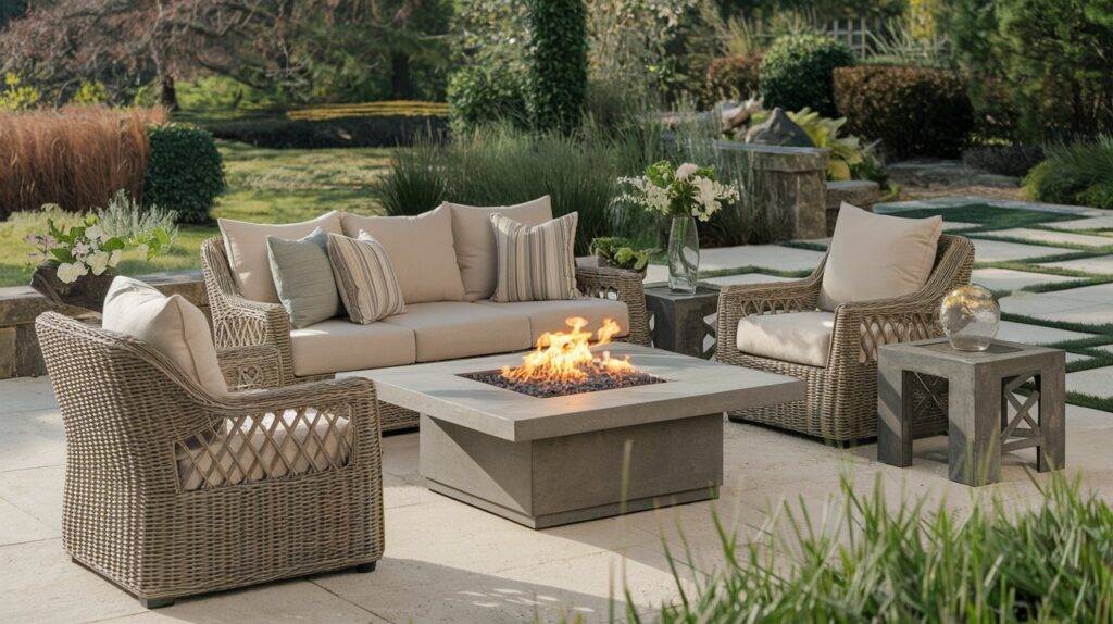 25 MFSTUDIO 4-Piece Patio Furniture Sets with Fire Pits– Cozy Outdoor Seating