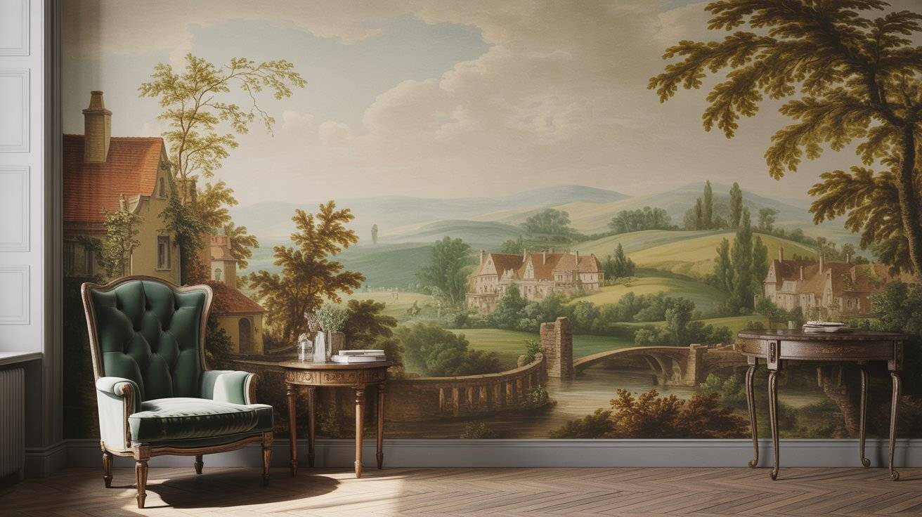 Elegant Escape with Vintage European Landscape Peel and Stick Murals Art