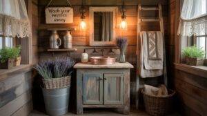 Primitive Bathroom Decor Ideas for a Cozy Vintage Country Look