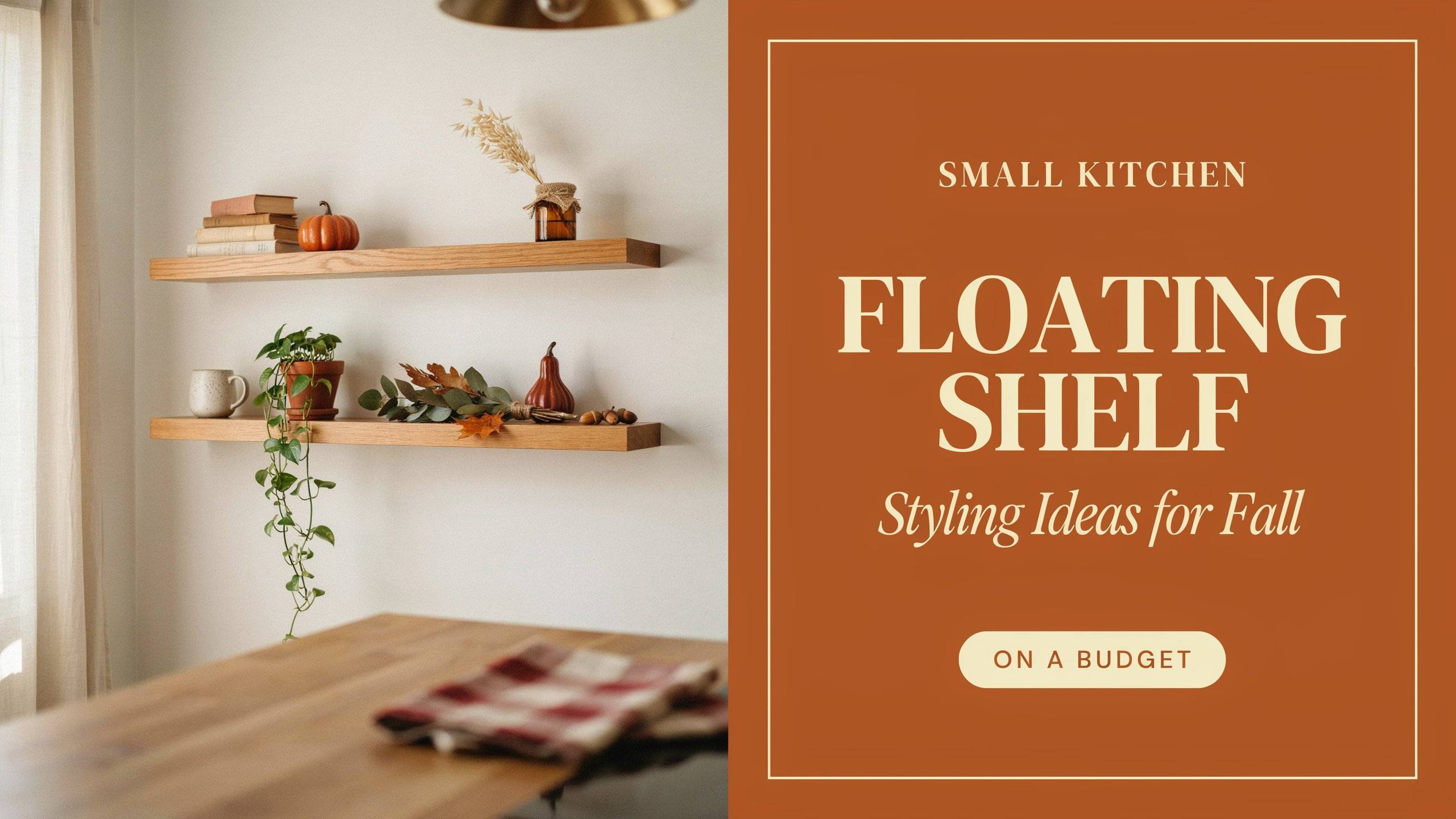 17 Small Kitchen Floating Shelf Styling Ideas for Fall on a Budget